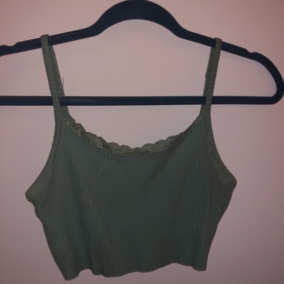 Tops - green crop tank